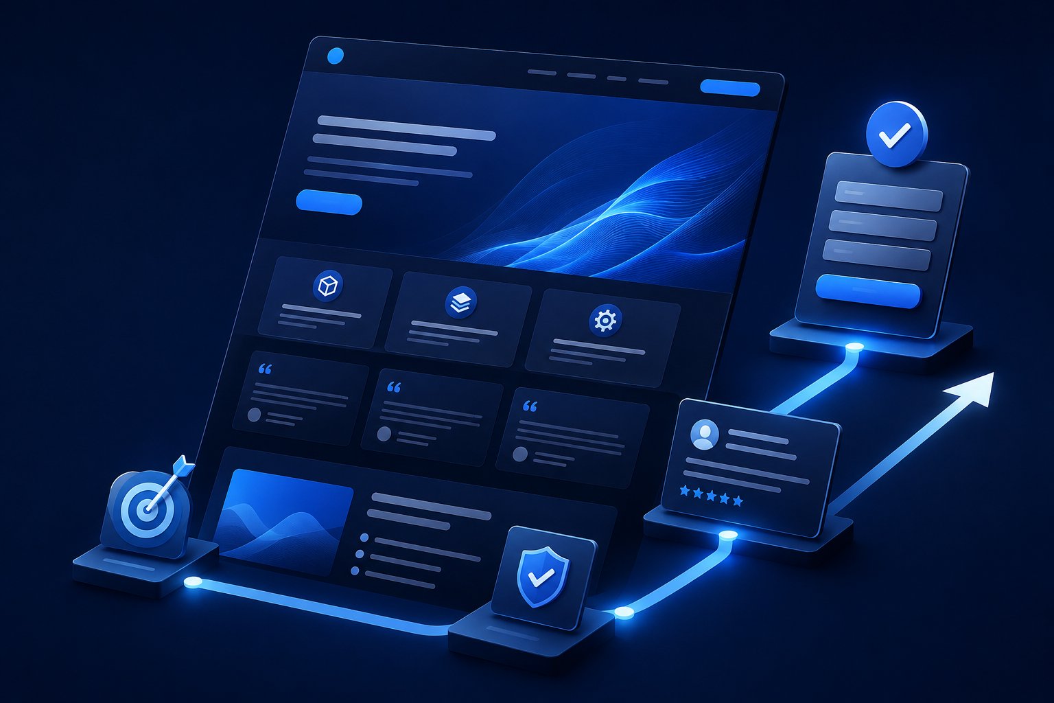 Website interface connected to trust and conversion signals